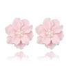 Stylish, simple and versatile exaggerated flower earrings, fresh temperament and three-dimensional multi-color flower pearl ears