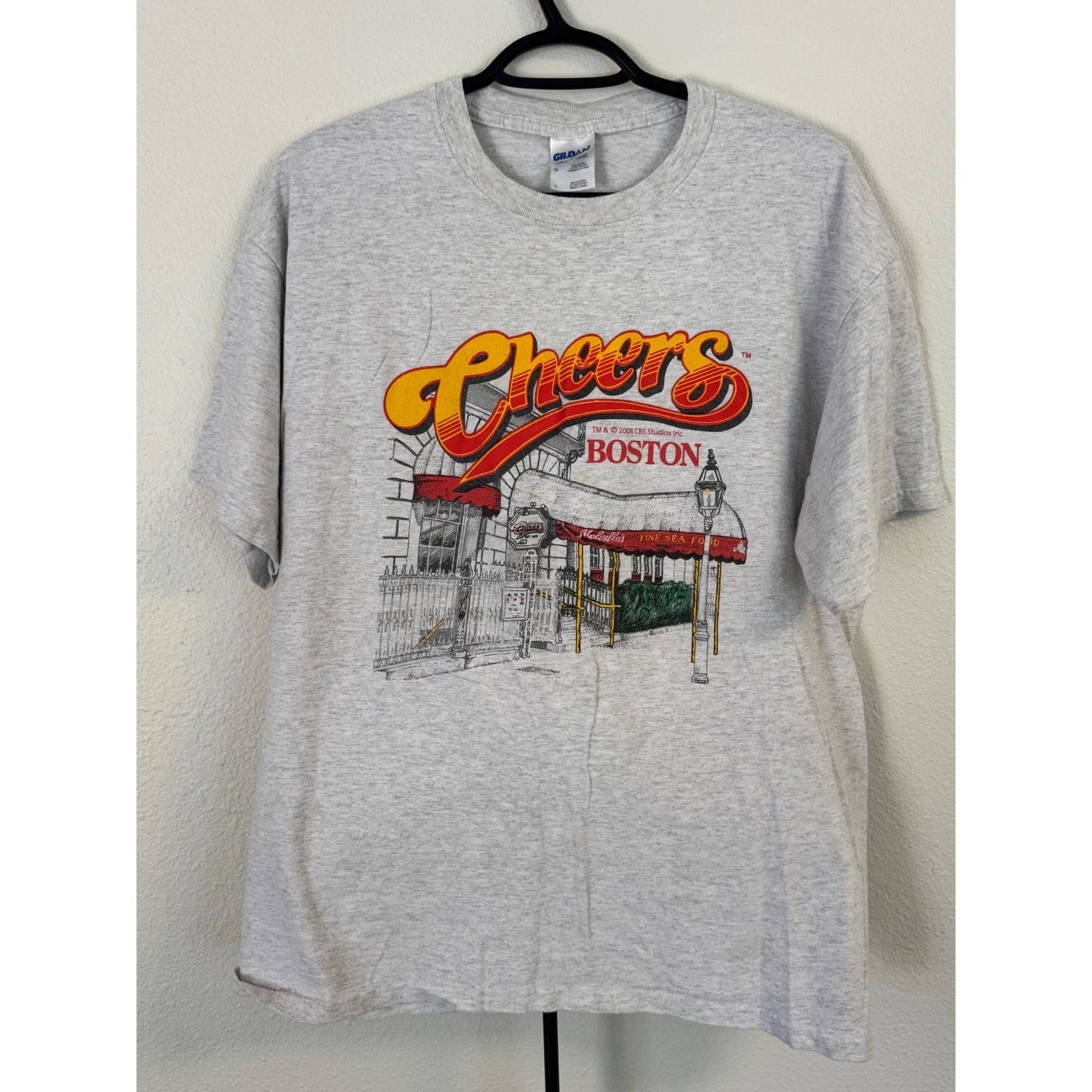 Gildan Cheers Boston TV Show Graphic T-Shirt Gray Mens Large 2008 CBS Studios 4XL