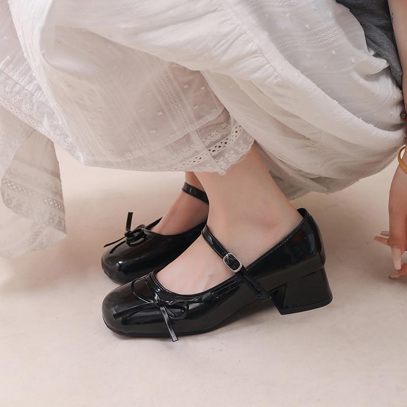 Fashion Mary Jane Shoes 2025 Spring Autumn Fashion Shallow Round Toe Mid Heel Shoes Ladies Elegant Outdoor Single Pumps Zapatos De Mujer