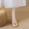 Coarse Heel Single Shoes Single Shoes Gentle Flower Mary Jane Bag Head Half Drag Women's Shoes