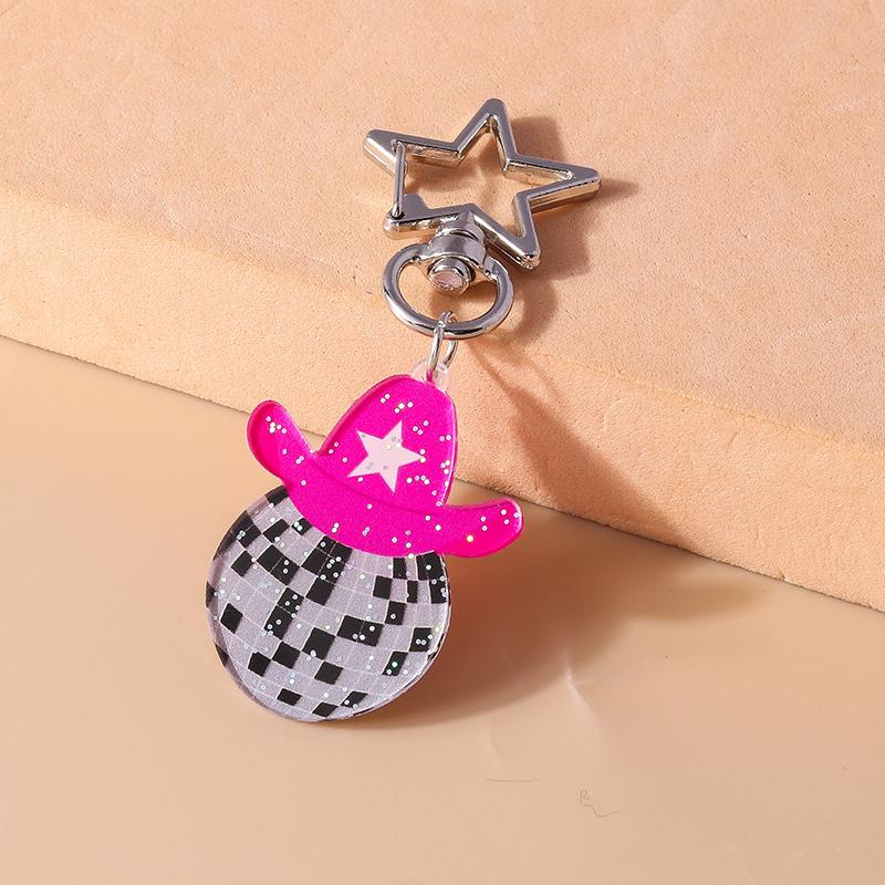 Cute Resin Cowboy Boot Hat Keychain Pretty Girl Key Ring Pendant for Women Handbag Decor DIY Handmade Kid's Jewelry Gift