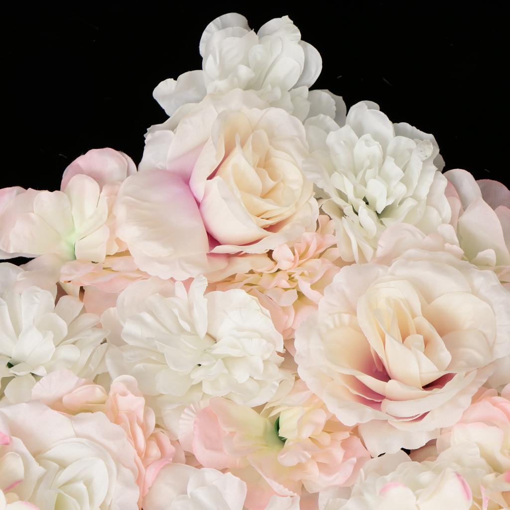 Artificial Rose Hydrangea Flower Wall Panels Light White And Champagne