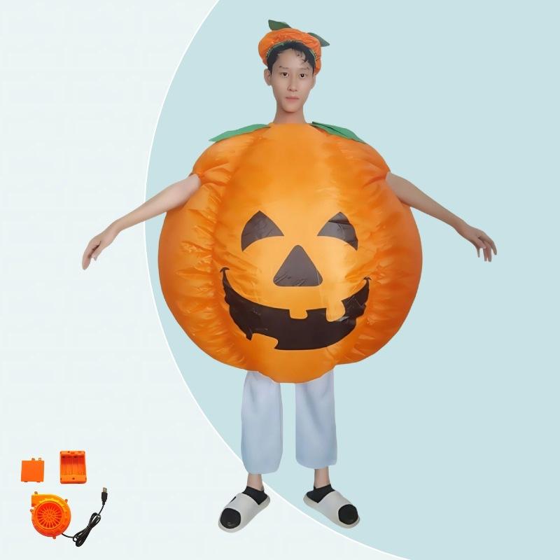 Disfraz Inflable de Calabaza de Halloween Personaje de Dibujos Animados Atrezo de Actuación Atuendo de Ambiente Festivo para Adultos Niños