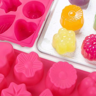 Jelly Mold 8 Compartments Silicone Fondant Flower Heart Pudding Cake Chocolate Mould Home Kitchen Reusable