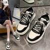 Little white shoes spring and autumn new flat bottom breathable casual women's thick heel board shoes student straps black and white panda shoes