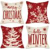 Christmas Decorative Pillowcases: Merry Christmas, Hello Winter, Tree & Snowflake Patterns Room Home Decoration Short Plush Mate