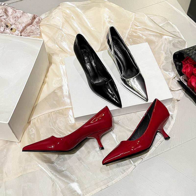 Fashion Branded Pumps Casual Heels Women's High-Heeled Shoes Work Dress Professional Sandals Ladies Shallow Mouth 2025 Slip On Pointed W