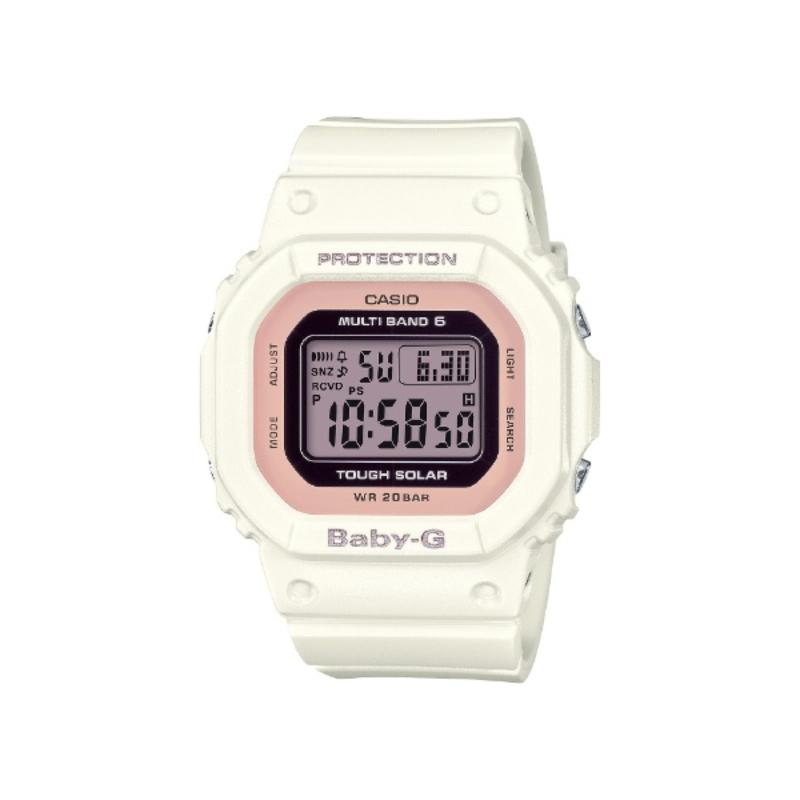 

Радиочасы CASIO на солнечных батареях BABY G с квадратным циферблатом, белые, розовые, BGD 5000U 7DJF