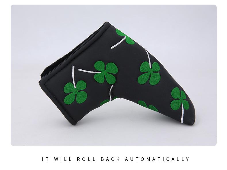 Four-Leaf Clover Golf Putter Cover - Thick Plush L-Shaped Club Protector