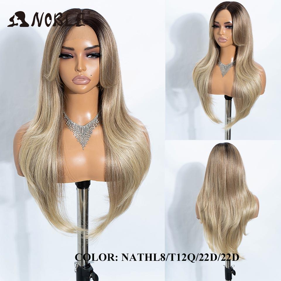 

Noble Synthetic Lace Front Wig 26 Straight Ombre lace Wig Cosplay White Wig Blonde Wigs For Women Lace Wig synthetic Lace Wig (as the picture,130%&26inches&Lace Topline)