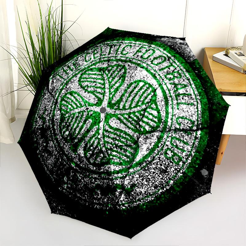 Modello del Celtic Football Club, ombrello pieghevole automatico, design portatile e pieghevole, 8 stecche, un regalo di Natale o di compleanno.