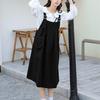 Petite College Style Two-Piece Skirt Set for Women - Autumn and Spring Casual Dress in Milk Tea Style.