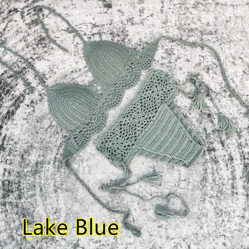 Handmade Crochet Bikini Swimsuit Set with Chest Pads