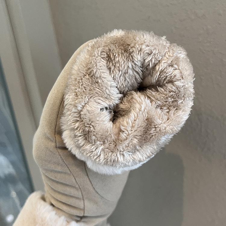 Fleece Thickened Warm Gloves Winter Women Windproof Cold Students Outdoor Riding Electric Vehicle Five Fingers Touch Screen Tide