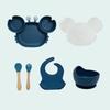 Silicone Baby Tableware Set: Divided Plate, Suction Cup, Weaning Fork & Spoon. Drop-Proof, Food-Grade Material.