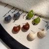 Korean Brown Resin Water Droplets Earrings for Women Girls Vintage C-Shape Teardrop Geometric Earrings Zircon Brincos Gift