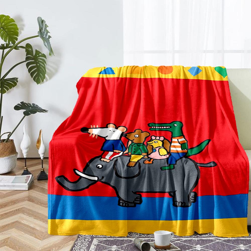 Maisy Mouse Theme Printed Blanket - Perfect for Couch, Bed, Travel & Outdoor Use | Machine Washable, Cozy & Durable.