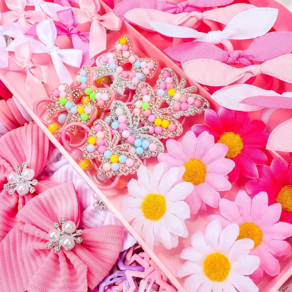 Fabric Hair Accessories Set Colorful Bow Barrettes New Elastic Hair Bands Kids Hairstyling