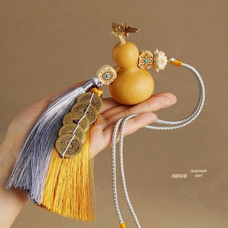 Decor cu monede de buxus pentru intrare auspicioasă: Calabază Naturală & Cinci Monede Imperiale pentru Dormitor & Camera de Zi