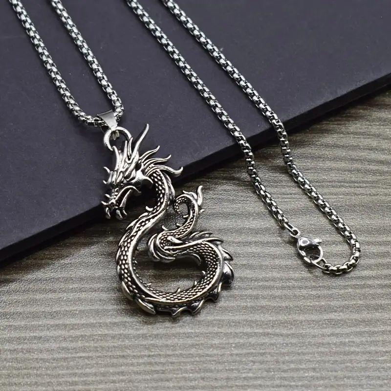 Chinese Dragon Pendant Necklace, 2024 Year of The Dragon Zodiac Jewelry