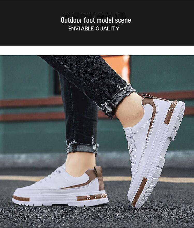 Men's Trendy Spring White Sports Shoes: Breathable, All-Match, Thick-Soled, Casual Flats