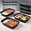 10Pcs Black Plastic Disposable Food Containers With Lids - Ideal For Salads, Sandwiches, And Kitchen Fridge Storage