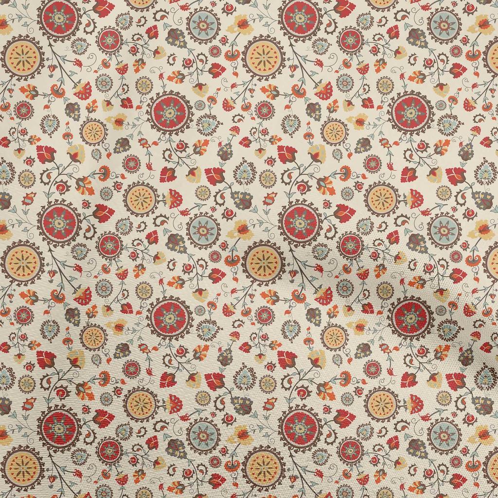 oneOone Cotton Flex Dusty Green Fabric Asian Suzani  Dress Material Fabric Print Fabric By The Yard 40 Inch