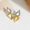 New Retro Two-tone Double Layered Water Droplets Ear Studs for Women Sleek Metal Hypoallergenic Unique Jewelry Wholesale Brincos