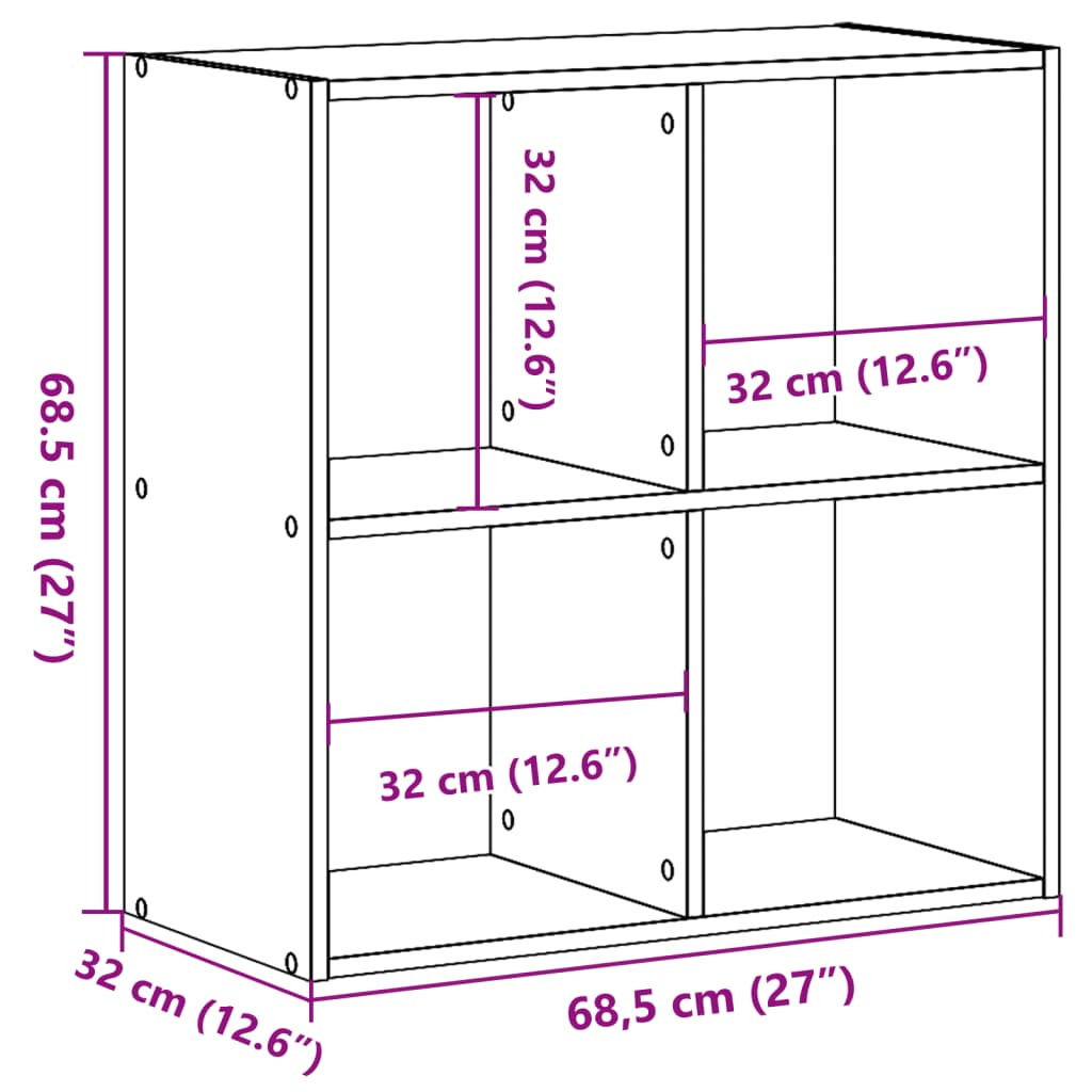 Bookshelf Smoked Oak 68.5 x 32 x 68.5 cm Wood Based Panel