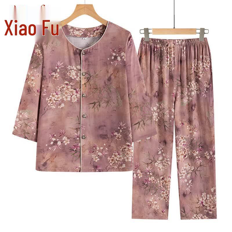 Elderly Women's Plus Size Summer Two-Piece Set