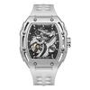 Mark Fairwhale Automatic Mechanical Watch for Men 46mm Alloy Case Rubber Band Waterproof Luminous Skeleton Embossed Dial