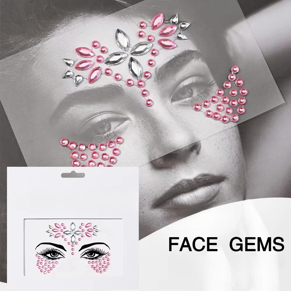 Fashion 3d Mermaid Face Gem Temporary Tattoo Crystal Body Facial Stickers, Shiny Glitter and Rhinestones for Festival Prom Party