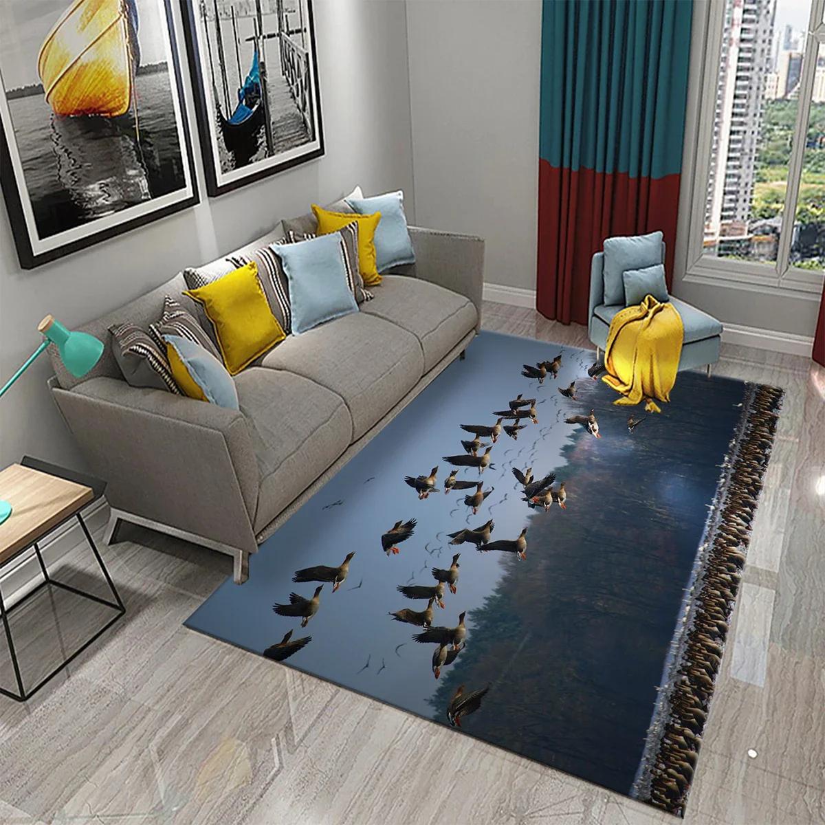 

Ковер с изображением перелетных птиц Ковер с тематикой птиц и закатов для спальни гостиной прихожей Декоративные коврики Кухня ванная комната Противоскользящие коврики 40x60cm