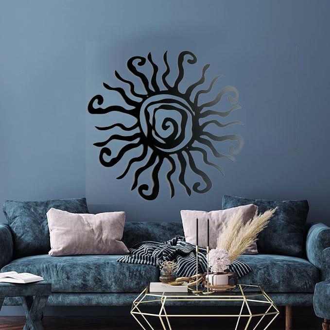 Quirky Sun Wrought Iron Ornament: Creative Home Courtyard Wall Hanging Decoration.