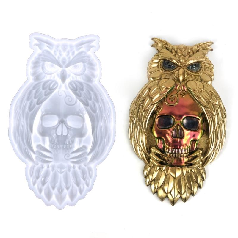 Semi-stereoscopic Owl Skull Wall Ornaments Drop Glue Mold Diy Wall Pendant Desktop Decoration Epoxy Silicone Mold