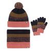 Children's Scarf, Hat, and Gloves Set: Warm Wool Blend with Color Block Design and Pom-Pom Details.