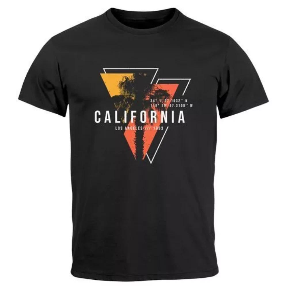 100% Cotton TOPS UNISEX TEES MENS WOMENS Mens California Los Angeles Surfing Summer Fashion T-Shirt USA