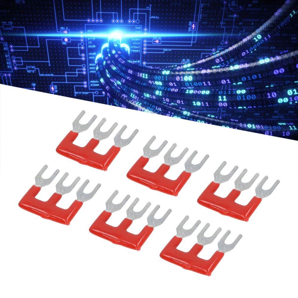 20pcs Fork Type Jumper Block Terminal Strips 400V 15A Jumper Block Workshops Fork Terminal Strip