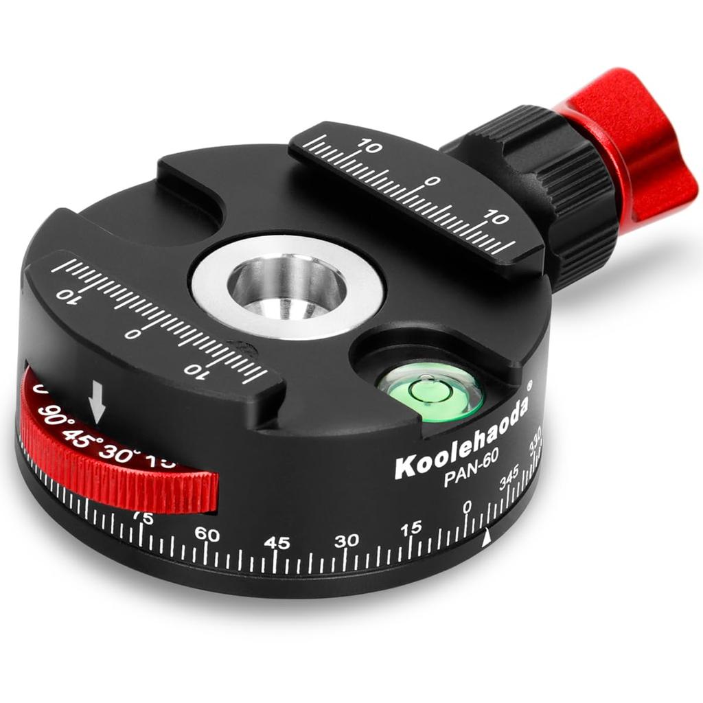 Koolehaoda Panoramic Tripod Head Full Metal Tripod Head with Index Compatible with Quick Release Plate 360º Rotator, Arca-Swiss