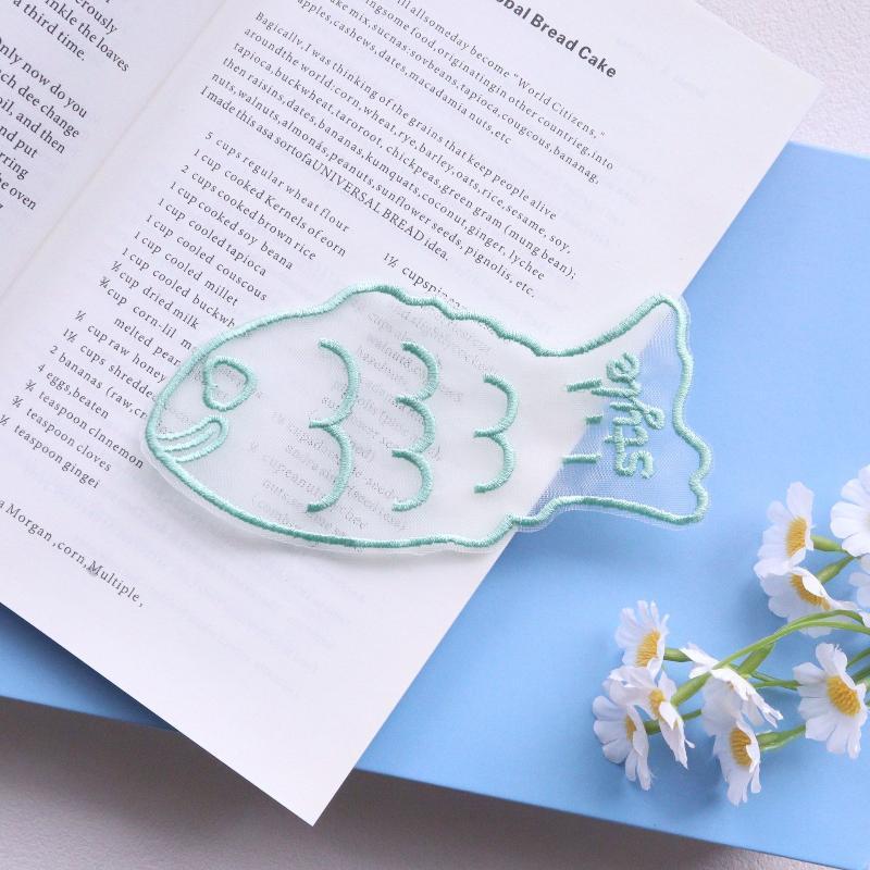 1Pcs Cute Fish Embroidered Bookmark Korean-Style Organza Transparent Page Marker For Reading School Office Stationery