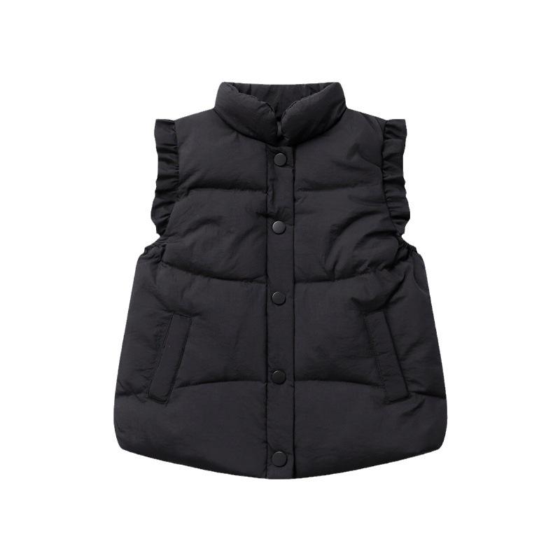 Girls' Lace Down Vest - Korean Style, Warm Autumn/Winter Jacket for Toddlers and Preschool Children