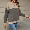 Women's 2024 Autumn/Winter Striped Casual Knit Sweater - European & American Style, Long Sleeve