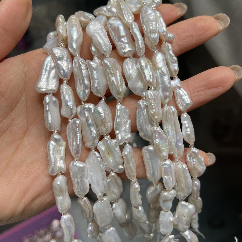 1String Fashion Irregular White Pipa Artificial Pearl Beads for Jewelry Making DIY Crafts, Women Luxury Birthday Party Romantic Love Wedding Gift 18cm