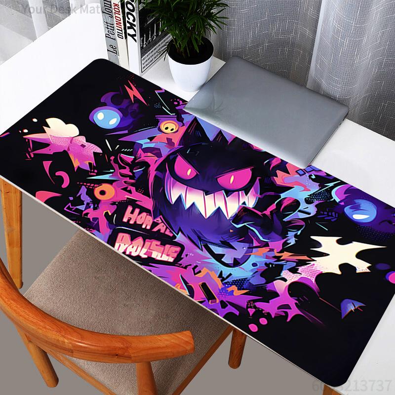 Gengar Pokemon Graffiti Large Mouse Pad Anime Ghost Type Desk Mat for Gaming Office NonSlip Extended Keyboard Pad