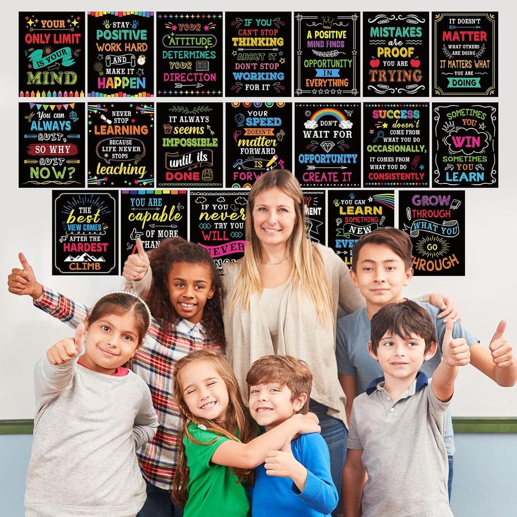 Pajean 20 Pcs Motivational Posters Classroom Growth Mindset Poster pirational Wall Decor Encouraging Quotes Bulletin Boards Positive Wall Art Print