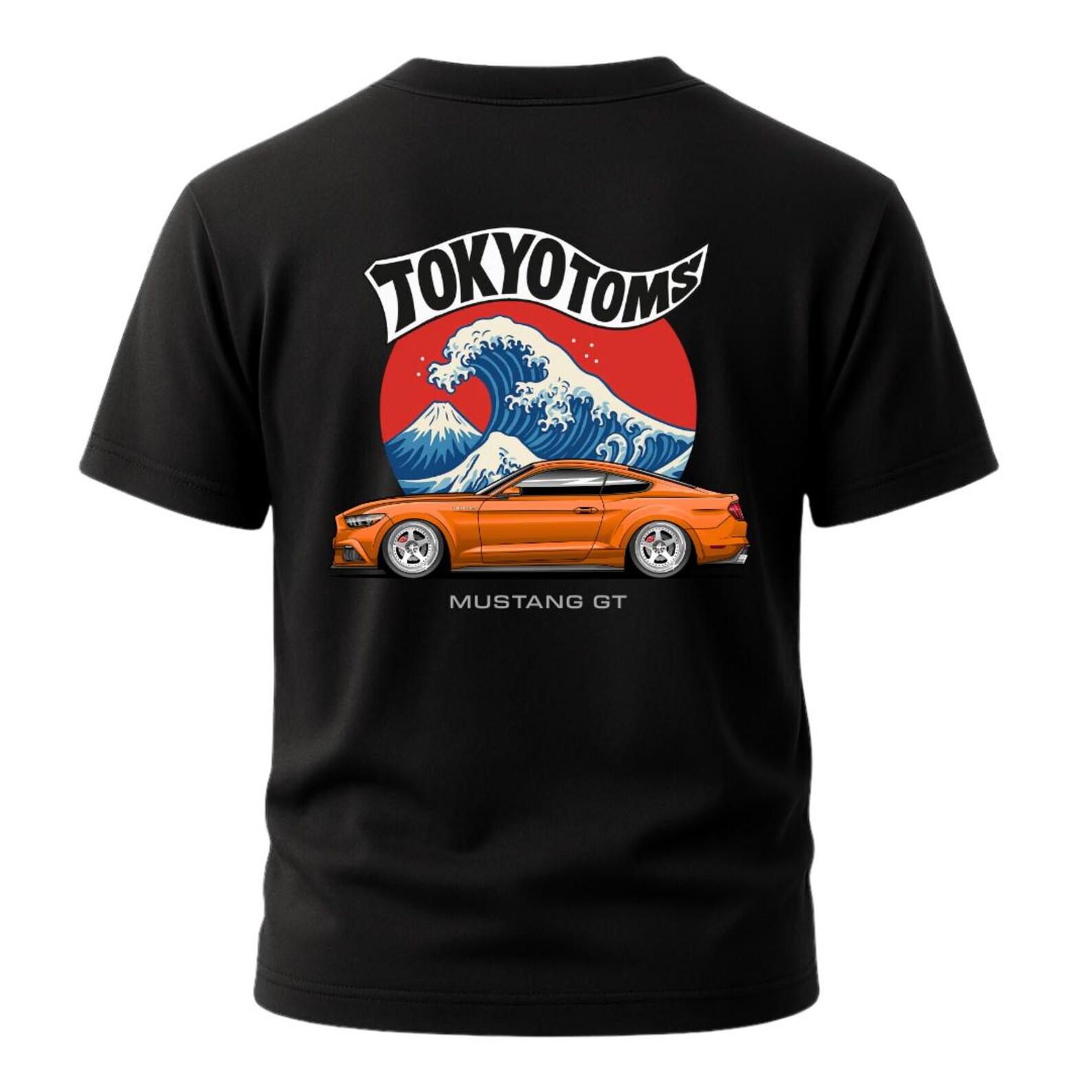 Ford Mustang GT T-Shirt - The Great Wave Mustang GT Shirt, Tokyo Toms Ford Mustang S550 Muscle Car Guy Gift, Car Meet Shirt, Car Lovers Gift XL