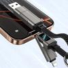 65W 4 In 1 Keychain Cable, Fast Charging Data Cable with LED Display, 8-Pin/Type-C/USB-A/USB-C, Portable Keyring Cord for Most Phone