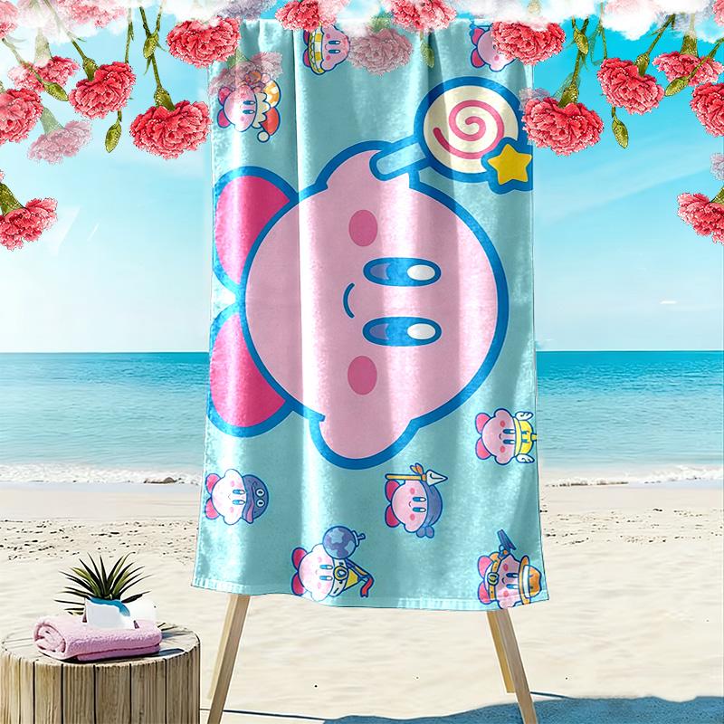 Kirby Print Beach Towel, Large Soft Quick Dry Towel for Beach Camping Swimming
