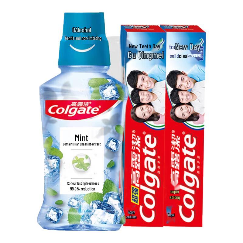 Colgate Vitality Peppermint Mouthwash & High Calcium Toothpaste Set