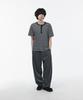 SIGNATURE Striped Henley Neck Short Sleeve T-Shirt [Black]